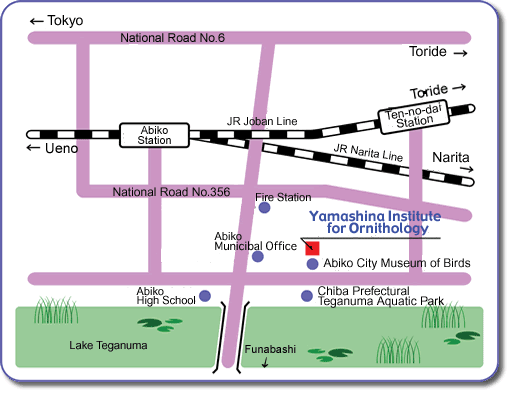 access map to Yamashina Institute for Ornithology